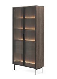 Vitrinenschrank Chaabane 01 – Eiche Dunin/Schwarz mit LED