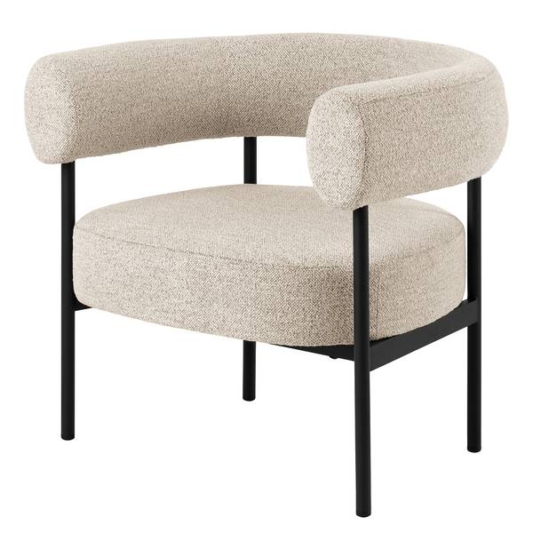 Loungesessel Kerame – Bouclé/Stahl, Beige/Schwarz